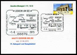 91525) BRD - Karte - SoST 14/215 - 66679 LOSHEIM AM SEE Vom 01.08.2015 - 19. Bahnpost- Und Dampflokfest - Marcofilia - EMA ( Maquina De Huellas A Franquear)