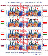 M 2011.02.11. 20th ANNIVERSARY OF THE FOUNDATION OF THE VISEGRAD GROUP - Used Sheet - Used Stamps