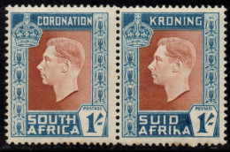 South Africa - 1937 Coronation 1s Pair MISSING HYPHEN (**) # SG 75a - Nuovi