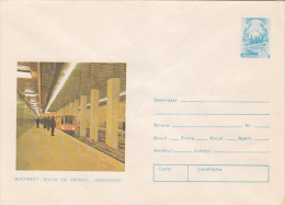 SUBWAY TRAINS, BUCHAREST METRO STATION, COVER STATIONERY, ENTIER POSTAL, 1980, ROMANIA - Tranvie