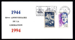 2 Plis.1944, 50ème Anniversaire De La Libération, Cachets Divers. Hautmont, Audruicq. - 2. Weltkrieg