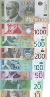 SERBIA 2006-2012 Complete Edition Banknotes UNC (10 , 20 , 50 , 200 , 500 , 1000 And 2000 Din) - Servië