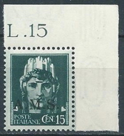 1944 CLN A.M.S. EFFIGIE 15 CENT MNH ** - VA38-5 - Comitato Di Liberazione Nazionale (CLN)