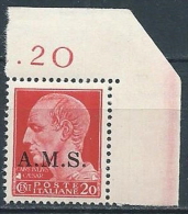 1944 CLN A.M.S. EFFIGIE 20 CENT MNH ** - VA38-5 - Comité De Libération Nationale (CLN)