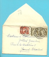 336+337 Op Naamkaartomslagje (carte-visite) Met Stempel BRUXELLES - 1932 Ceres Und Mercure