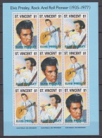Sheet III, St. Vincent Sc1767A Music, Singer Elvis Presley's Death 15th Anniv. Guitar, Musique, Chanteur - Chanteurs