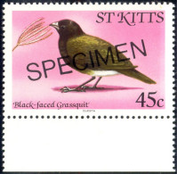 BIRDS-BLACK FACED GRASSQUIT-SPECIMEN-St KITTS-MNH-SCARCE-B8-54 - Pics & Grimpeurs