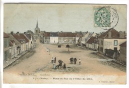 CPA CHEROY (Yonne) - Place Et Rue De L'Hôtel De Ville - Cheroy