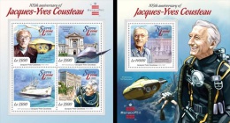 Sierra Leone 2015, J. Cousteau, Submarines, Fishes, Diving, 4val In BF +BF - Sottomarini