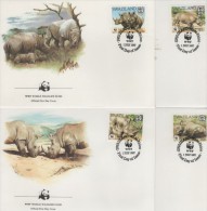 (9000) SWAZILAND, 1987 (WWF. White Rhinoceros). FDC. Complete Set. Mi ## 528-531 - Swaziland (1968-...)