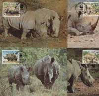 (9001) SWAZILAND, 1987 (WWF. White Rhinoceros). Maximum Cards. Complete Set. Mi ## 528-531 - Swaziland (1968-...)