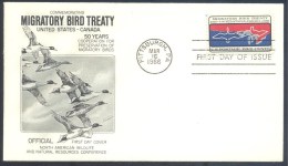 USA 1966 Cover: Fauna Birds Vogel Oiseaux: Migratory Bird Treaty; 50 Years Cooperation For Preservation Migratory Birds - Other & Unclassified