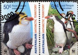 Australian Antarctic 2007 Endangered Species 50c Royal Penguin Se-tenant Pair CTO - Gebraucht