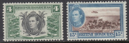 British Honduras Definitives 1938. Mi 115, 118 MH - Honduras Britannique (...-1970)