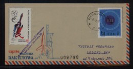 POLAND 1966 WARSZAWA ABORTED EXPERIMENTAL ROCKET FLIGHT FLOWN COVER CINDERELLA STAMPS - Fusées