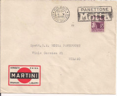 MARTINI E ROSSI, MILANO, BUSTA COMMERCIALE VIAGGIATA 1950, POSTE MILANO TARGHETTA  PANETTONE MOTTA, - Autres & Non Classés