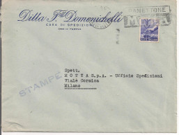 DOMENICHELLI, SPEDIZIONI, PADOVA, BUSTA COMMERCIALE VIAGGIATA 1950, POSTE MILANO TARGHETTA MOTTA - LKW