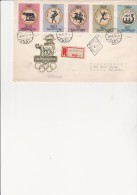 HONGRIE- LETTRE AFFRANCHIE J.O DE ROME - N° 1384 A 1386 +1388+1379 -ANNEE 1960 - Used Stamps