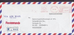 Japan Via Air Mail Par Avion Recommande Registered Label MAERSK LINE, YOKOHAMA PORT 1984 Meter Cover (2 Scans) - Luftpost
