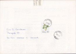 Norway ÅPEN SENDING Envoi Non Close Label ULSTEINVIK 1980 To ODENSE Denmark Flower Blume Stamp (2 Scans) - Storia Postale