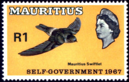 BIRDS-MAURITIUS SWIFTLET-1967 -VF NEVER HINGED OG -MNH-SCARCE-B8-46 - Picchio & Uccelli Scalatori