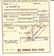 *Biglietto Ferrovie Dello Stato Da Taranto A Bari 1975 - Europa