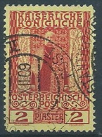 1908-14 AUSTRIA LEVANTE USATO REGNO DI FRANCESCO GIUSEPPE I 2 PI - A108 - Eastern Austria