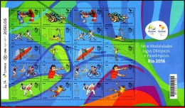 Ref. BR-V2015-16FO BRAZIL 2015 - SPORTS, OLYMPIC AND PARALYMPIC GAMES, RIO 2016, 2ND SERIES SHEET MNH 20V - Sommer 2016: Rio De Janeiro