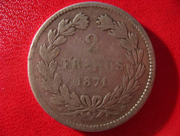 2 Francs Cérès 1871 K Bordeaux - Variété Sans Légende 3287 - 1870-1871 Gouvernement De La Défense Nationale