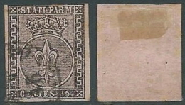 1852 PARMA USATO GIGLIO 15 CENT - A123 - Parme