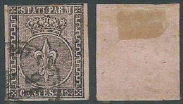 1852 PARMA USATO GIGLIO 15 CENT - A123 - Parma