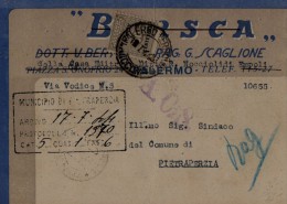 T57- Occupazione Anglo-Americana-  10/7/1944 Da Palermo A Pietraperzia Con Cent .30. Leggi ... - Occup. Anglo-americana: Sicilia