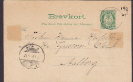 Norway Postal Stationery Ganzsache Entier Brevkort 5 Øre Posthorn VESTRE..... 1893? AALBORG Denmark - Enteros Postales