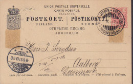 Finland UPU Postal Stationery Ganzsache Entier Brevkort 10 P Kleines Reichswappen 1897 AALBORG Denmark - Postal Stationery