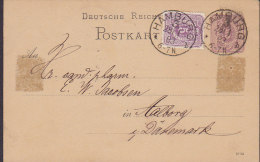 Germany Reichspost Uprated Postal Stationery Ganzsache Entier HAMBURG 1883 AALBORG Denmark (2 Scans) - Postkarten