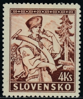 Slovakia 1939 Definitive: Folk Costumes, Lumberjack. Mi 44 A MNH - Nuevos