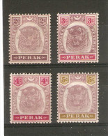 MALAYA PERAK 1895 - 1899  2c - 5c, SG 67 - 70 LIGHTLY MOUNTED MINT Cat £48.75 - Perak