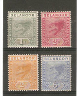 MALAYA SELANGOR 1891 SET SG 49/52 LIGHTLY MOUNTED MINT Cat £45 - Selangor