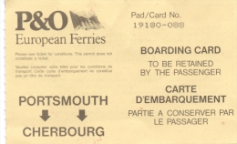 Carte D'embarquement / Boarding Pass - P&O European Ferries - Portsmouth - Cherbourg - Europe