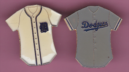 46240-lot De 2 Pin's .Base Ball.Detroit Tigers.Dodgers. - Baseball