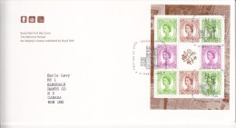 Great Britain FDC Scott #1803b Booklet Pane Of 8 Plus Label 1952 Queen Elizabeth Stamps With Decimal Currency - 1991-2000 Dezimalausgaben