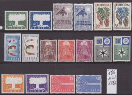 = Les 17 Valeurs Europa 1957 Neufs: Allemagne Belgique France Italie Luxembourg Pays Bas Sarre Suisse - 1956