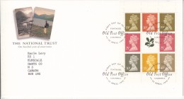 Great Britain FDC Scott #MH231a Booklet Pane Of 8 Machins Plus Label - The National Trust - 1991-2000 Dezimalausgaben