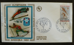 FRANCE Jeux Olympiques, GRENOBLE 1968. Yvert 1543 FDC. Enveloppe 1er Jour. - Hiver 1968: Grenoble