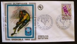 FRANCE Jeux Olympiques, GRENOBLE 1968. Yvert 1544 FDC. Enveloppe 1er Jour. - Hiver 1968: Grenoble