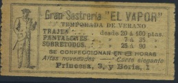 BILLETE DE BARCELONA TRAMWAYS COMP. LTD. CON PROPAGANDA // 1900 // VER NOTA - Europe