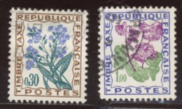 France - Timbre-Taxe - Type Fleurs Des Champs  - Oblitéré - Charnière YT N° 98 Et 102 Pervenche Et Soldanelle - 1960-.... Usati