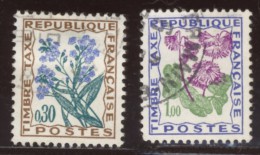 France - Timbre-Taxe - Type Fleurs Des Champs  - Oblitéré - Charnière YT N° 98 Et 102 Pervenche Et Soldanelle - 1960-.... Gebraucht