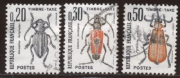France - Timbre-Taxe - Type Insectes Coléoptères - Oblitéré - Charnière YT N° 104 - 105 - 109 - 1960-.... Usati
