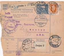 J3664 - Czechoslovakia (1925) Postal Parcel Dispatch Note: Chrudim 1 / Znojmo 2 - Znaim 2 / Wien 28 / Maribor 2 / Mostar - Ungebraucht